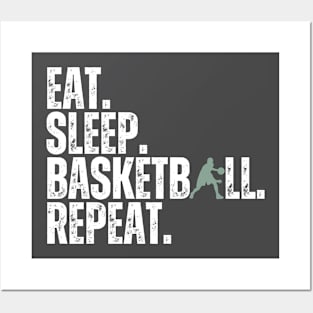 Eat Sleep Basketball Repeat Retro Vintage Boy Kid Men Women Posters and Art